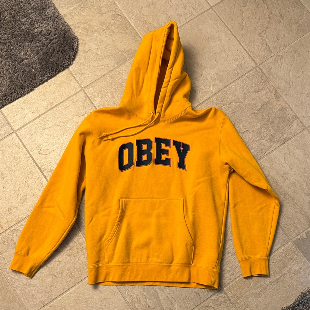 Obey Bright Yellow Hoodie with Logo